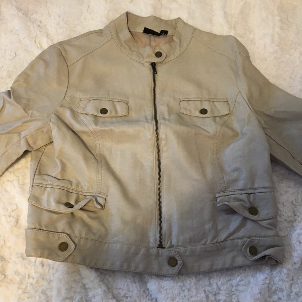 Cream Leather Jacket